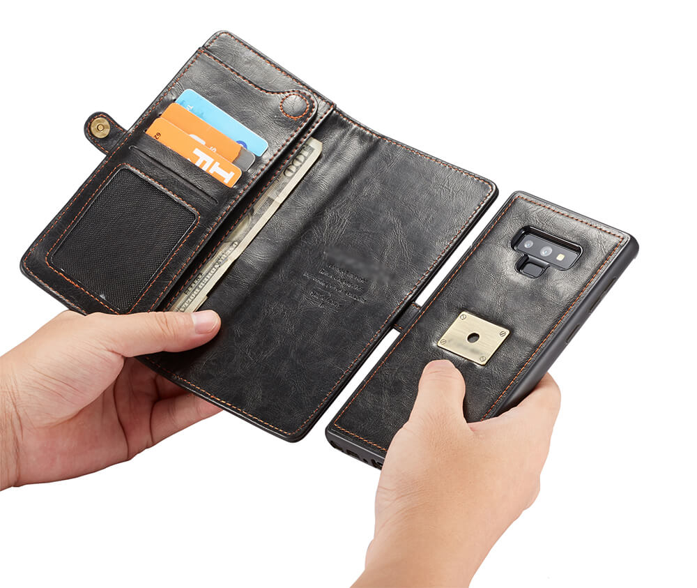 NOTE 9 DETACHABLE RETRO LEATHER WALLET CASE - BLACK#Colour_Black
