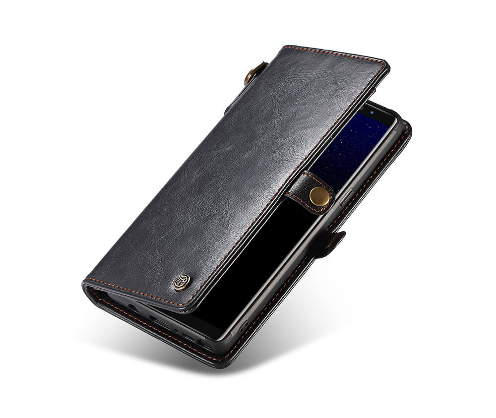 NOTE 9 DETACHABLE RETRO LEATHER WALLET CASE - BLACK#Colour_Black