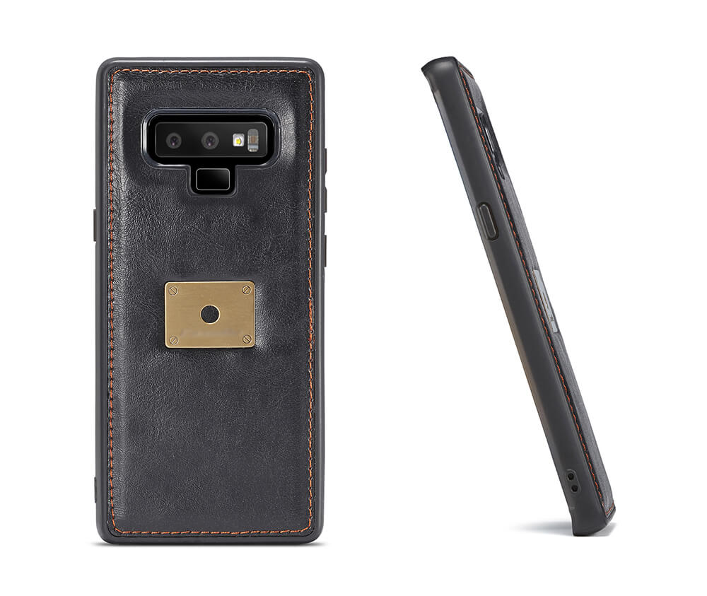 NOTE 9 DETACHABLE RETRO LEATHER WALLET CASE - BLACK#Colour_Black