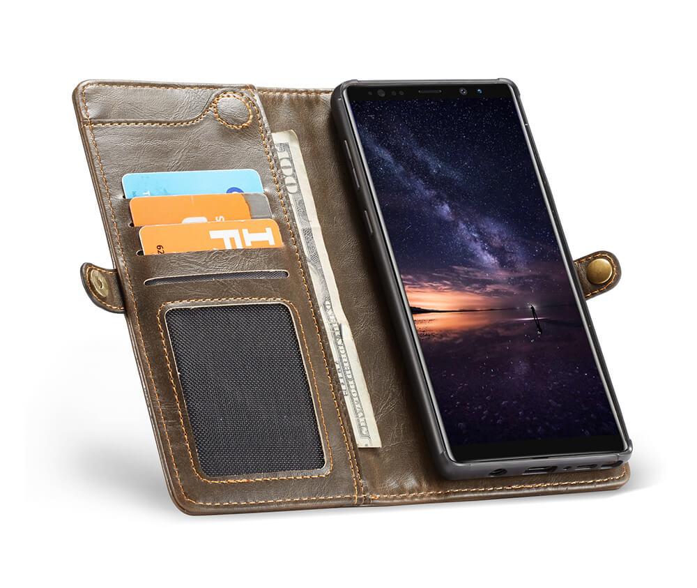 NOTE 9 DETACHABLE RETRO LEATHER WALLET CASE - BLACK#Colour_Brown