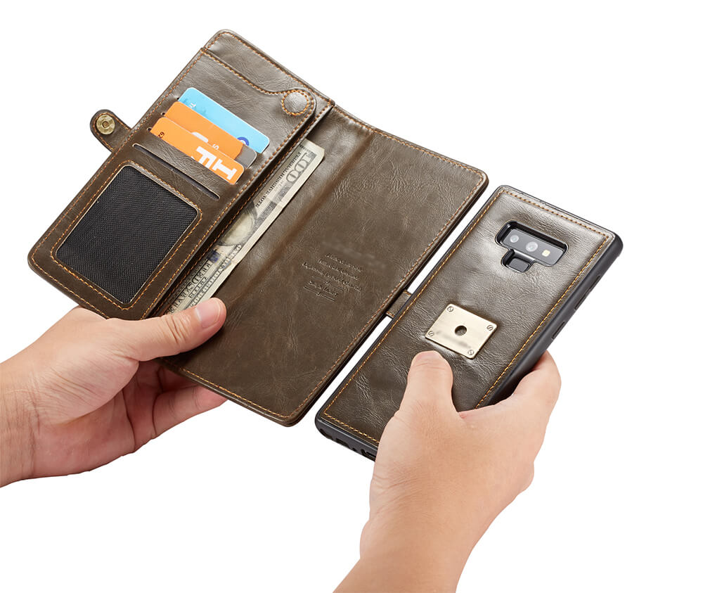 NOTE 9 DETACHABLE RETRO LEATHER WALLET CASE - BLACK#Colour_Brown