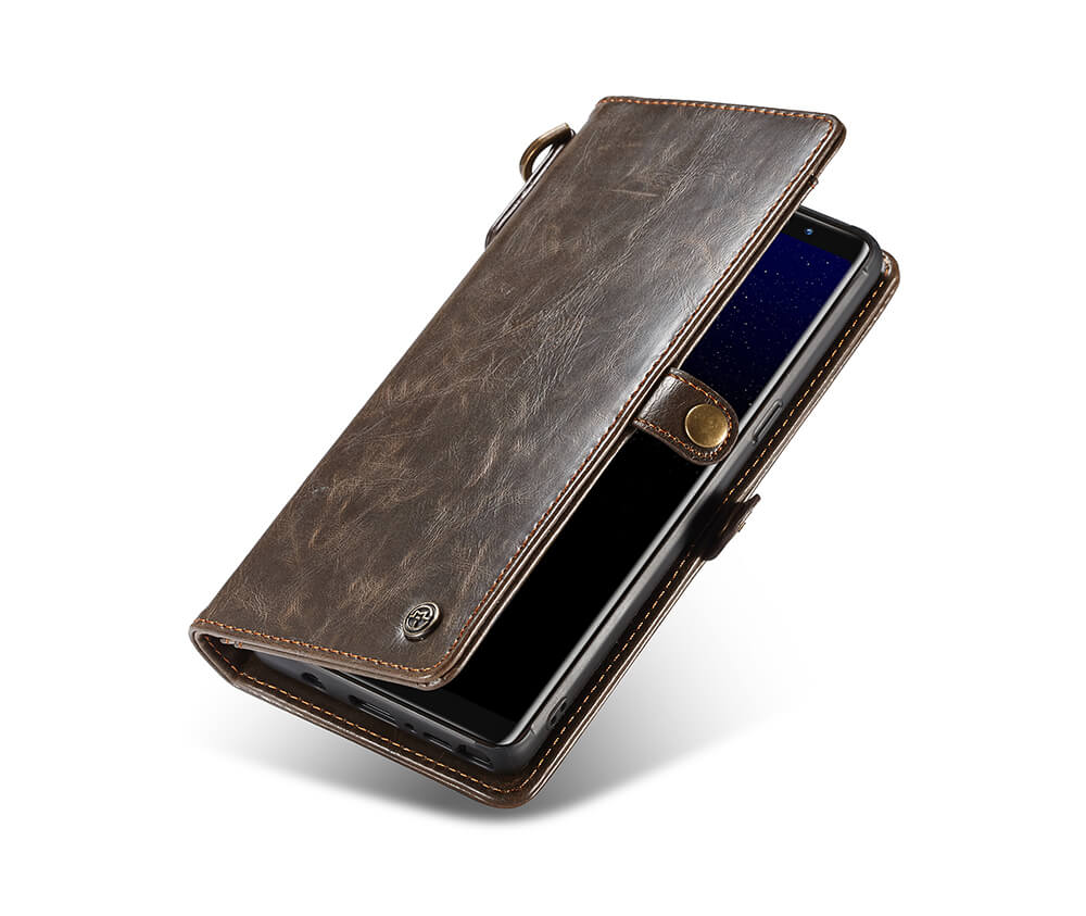 NOTE 9 DETACHABLE RETRO LEATHER WALLET CASE - BLACK#Colour_Brown