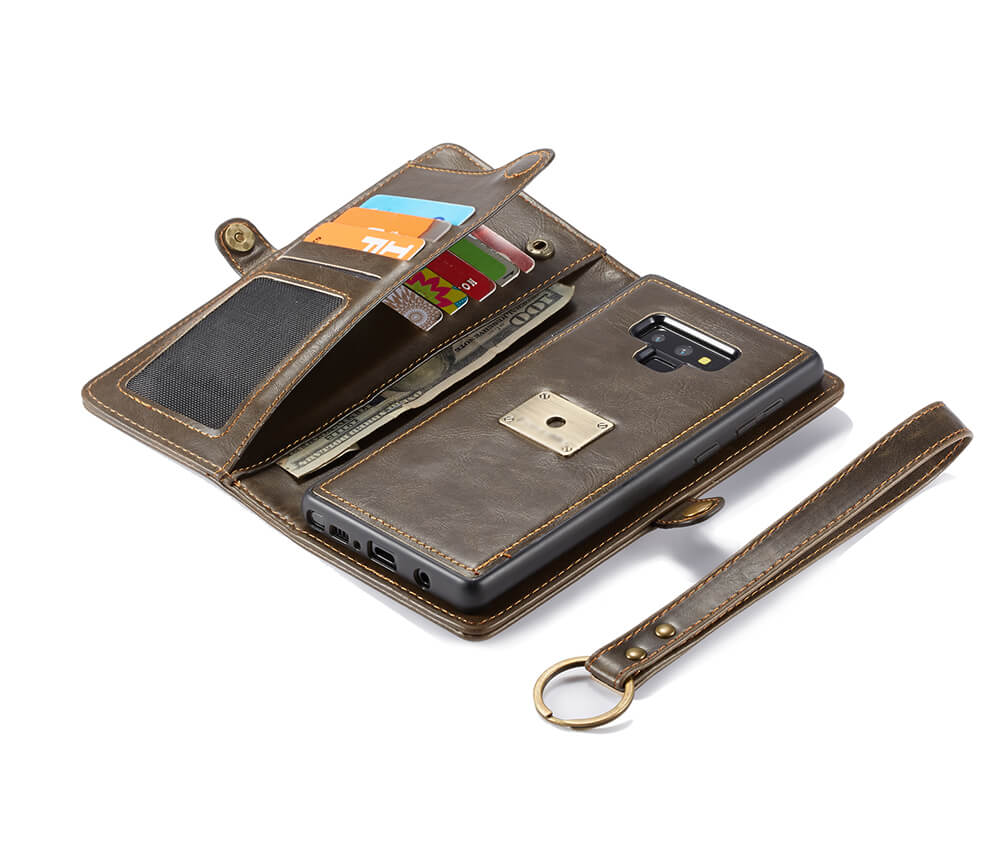 NOTE 9 DETACHABLE RETRO LEATHER WALLET CASE - BLACK#Colour_Brown