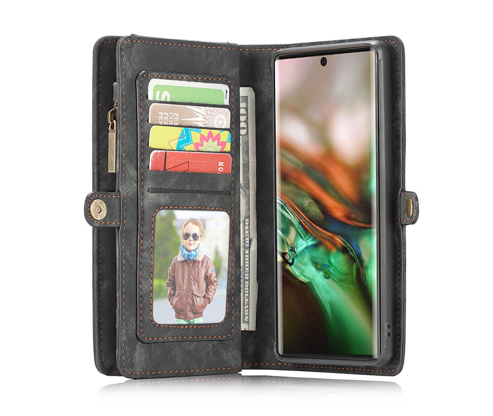 2IN1 DETACHABLE SUEDE WALLET for Galaxy Note 10+#Colour_Black