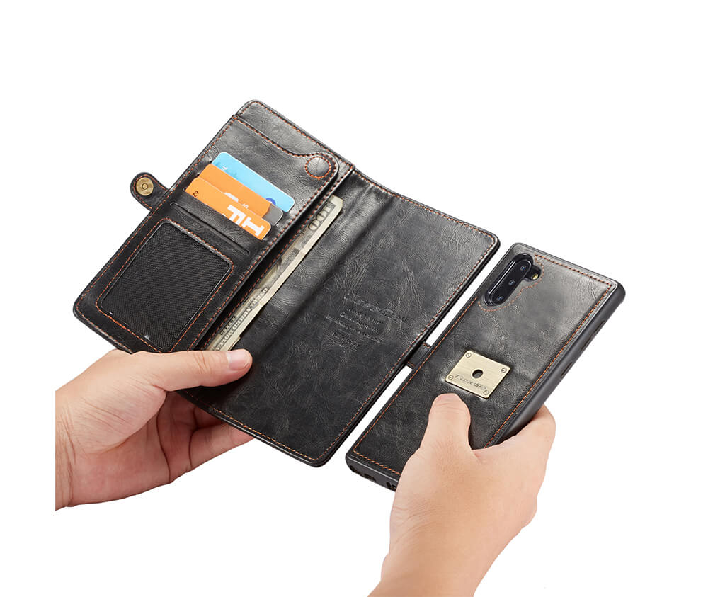 2IN1 DETACHABLE LEATHER WALLET for Galaxy Note 10+#Colour_Black