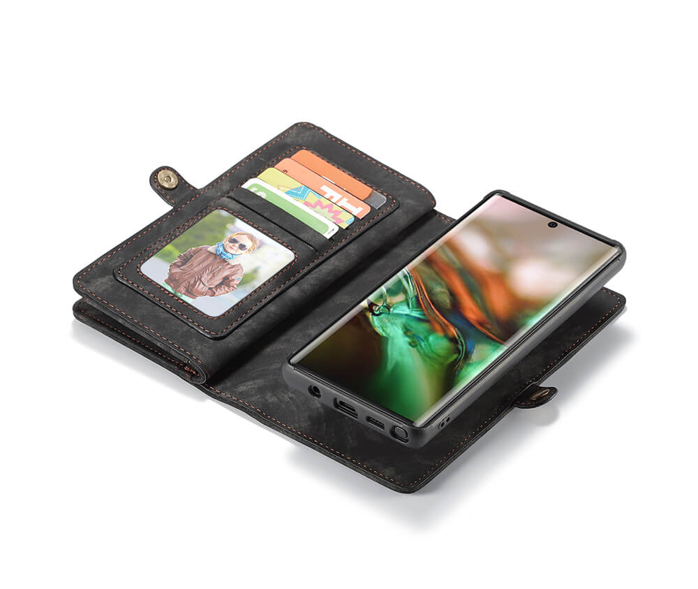 2IN1 DETACHABLE SUEDE WALLET for Galaxy Note 10+#Colour_Black