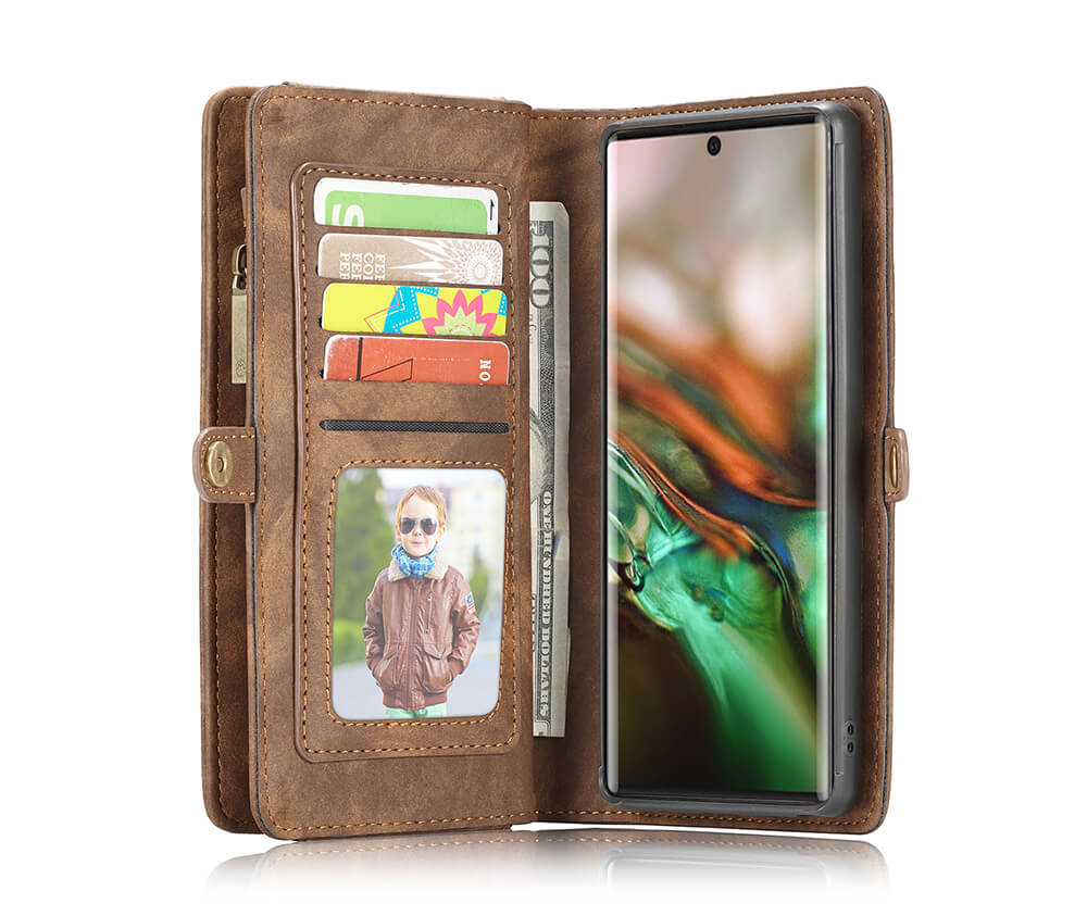 2IN1 DETACHABLE SUEDE WALLET for Galaxy Note 10+#Colour_Brown
