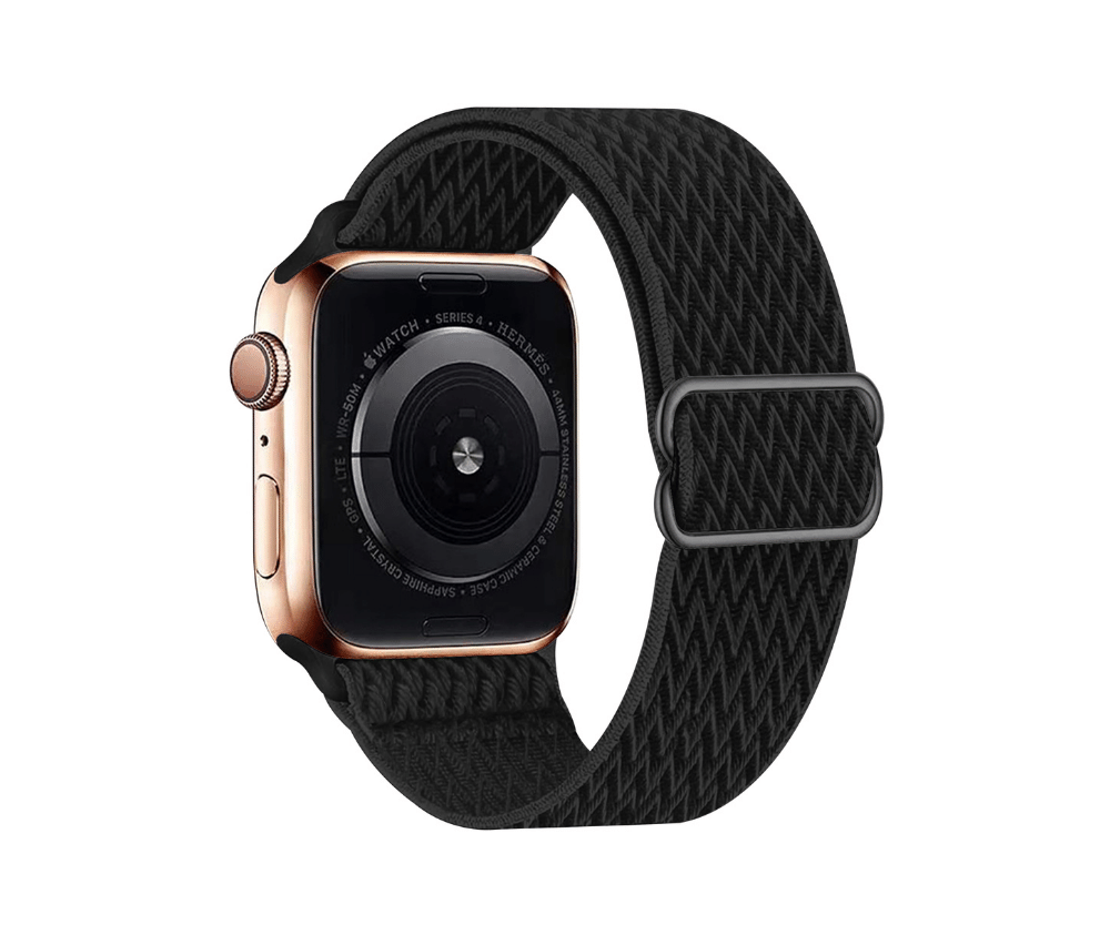 Braided Watch Band w/ Adjustable Buckle#Colour_Black