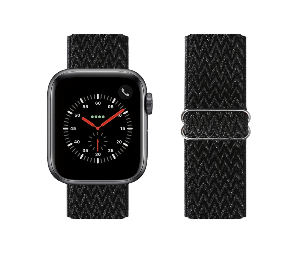 Braided Watch Band w/ Adjustable Buckle#Colour_Black