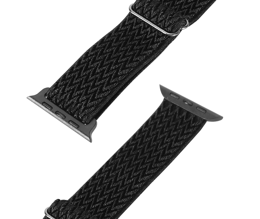 Braided Watch Band w/ Adjustable Buckle#Colour_Black