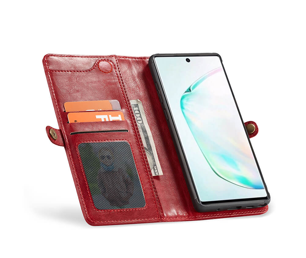 2IN1 DETACHABLE LEATHER WALLET for Galaxy Note 10+#Colour_Red