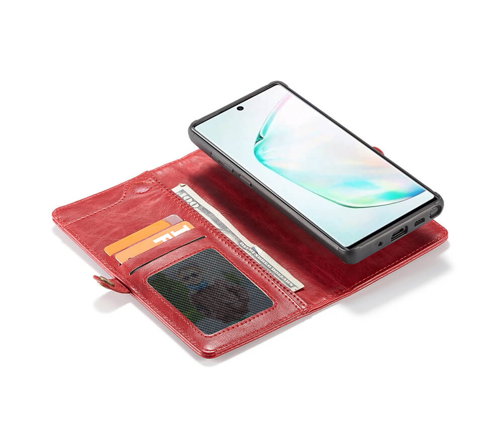 2IN1 DETACHABLE LEATHER WALLET for Galaxy Note 10+#Colour_Red