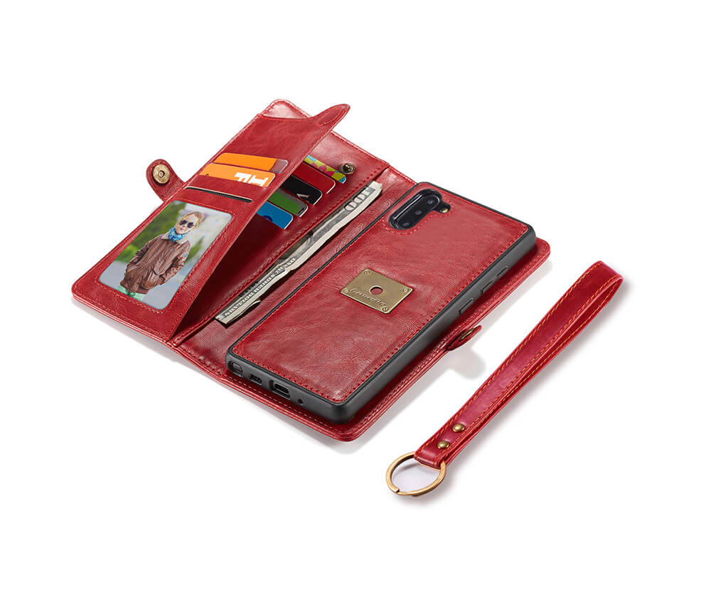 2IN1 DETACHABLE LEATHER WALLET for Galaxy Note 10+#Colour_Red