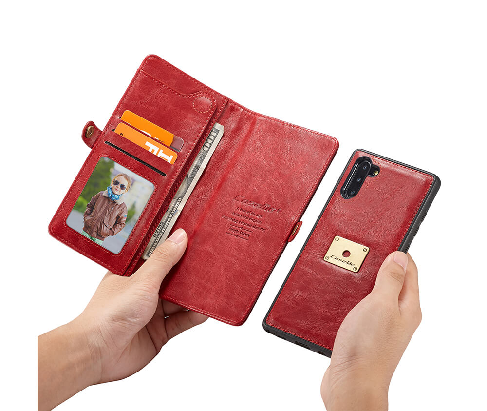2IN1 DETACHABLE LEATHER WALLET for Galaxy Note 10+#Colour_Red