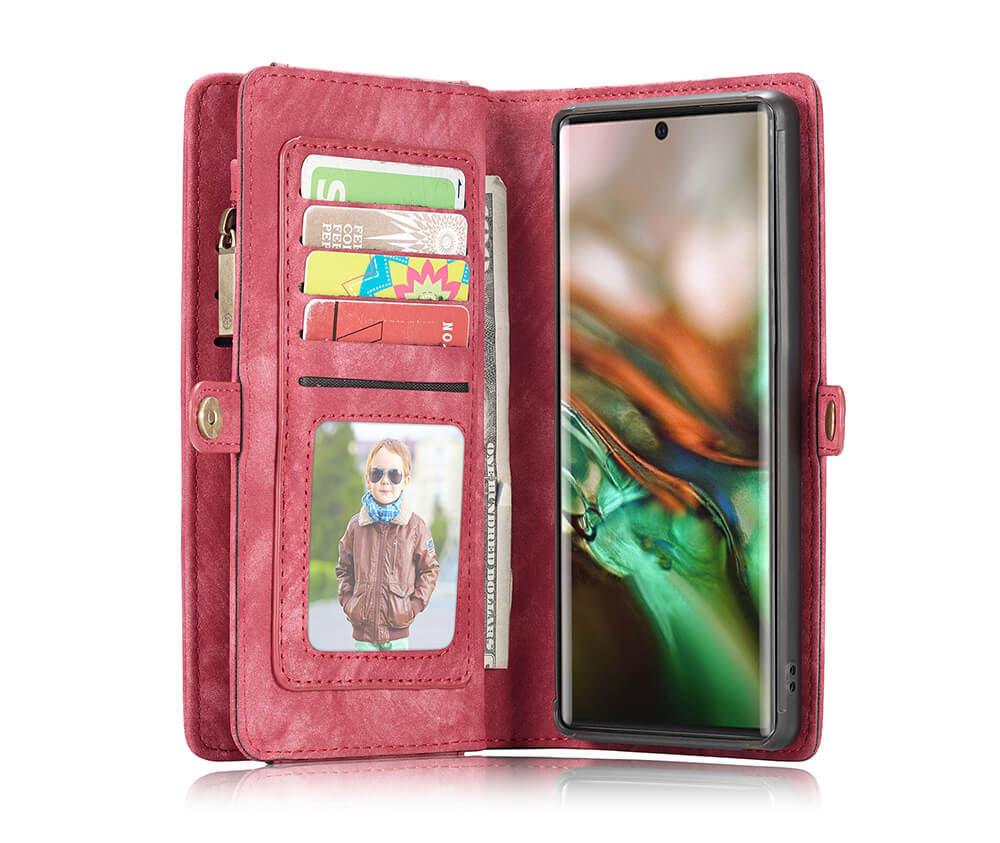 2IN1 DETACHABLE SUEDE WALLET for Galaxy Note 10+#Colour_Red