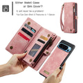 CaseMe Magnetic Detachable Leather Zipper Wallet Case w/ Wrist Strap