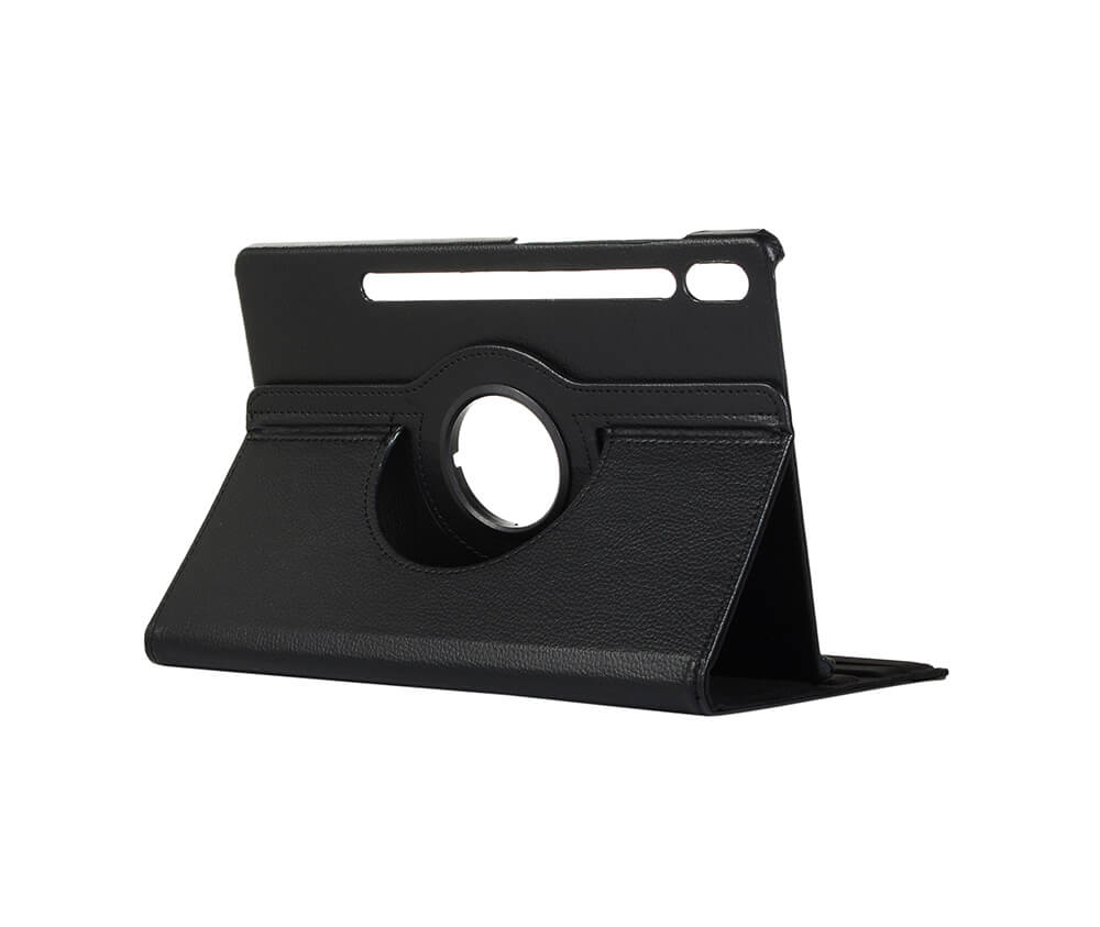 LITCHI LEATHER 360 ROTATIONAL CASE for Galaxy Tab S7#Colour_Black