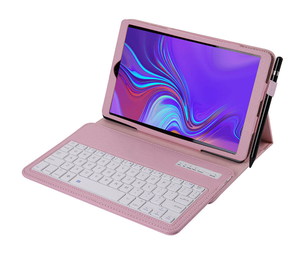 LITCHI LEATHER BLUETOOTH CASE + KEYBOARD for Galaxy Tab A 10.5#Colour_Pink