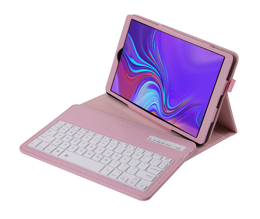 LITCHI LEATHER BLUETOOTH CASE + KEYBOARD for Galaxy Tab A 10.5#Colour_Pink