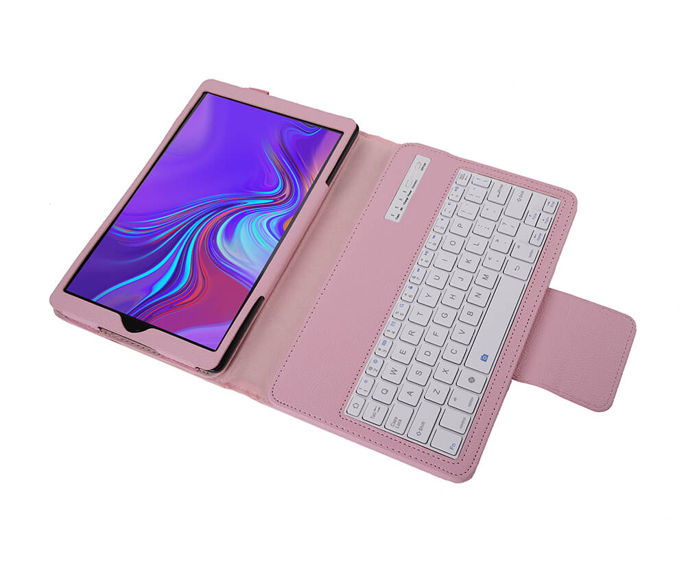 LITCHI LEATHER BLUETOOTH CASE + KEYBOARD for Galaxy Tab A 10.5#Colour_Pink