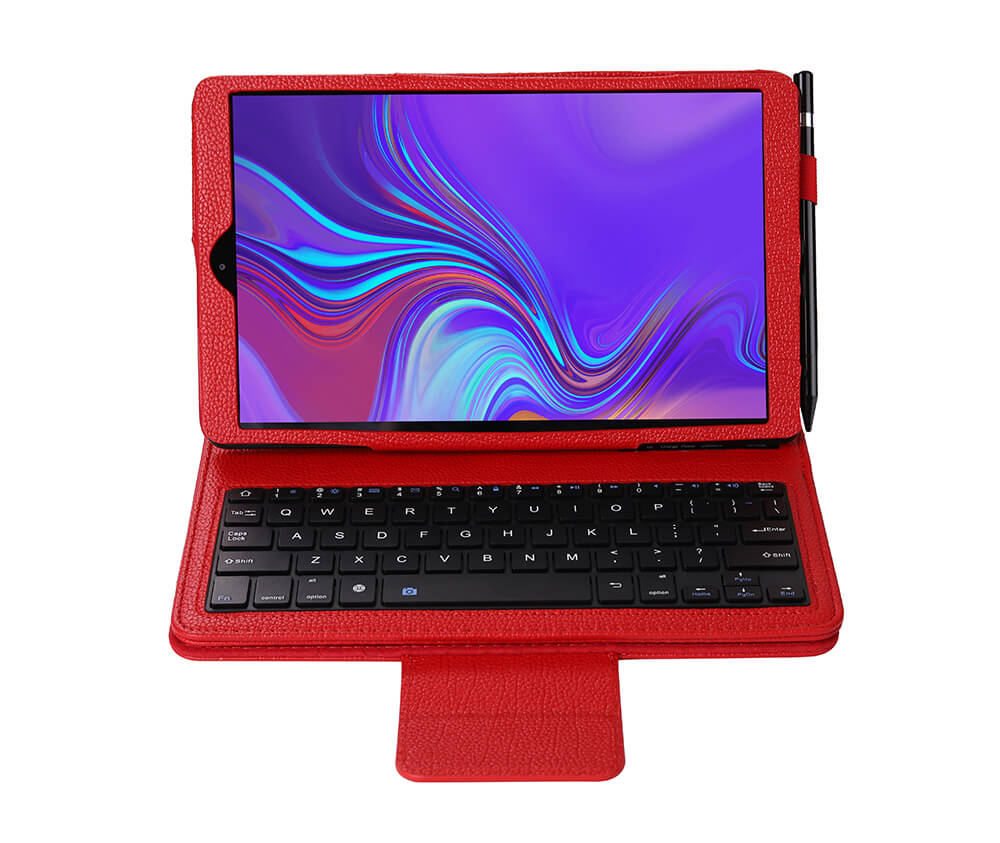 LITCHI LEATHER BLUETOOTH CASE + KEYBOARD for Galaxy Tab A 10.5#Colour_Red