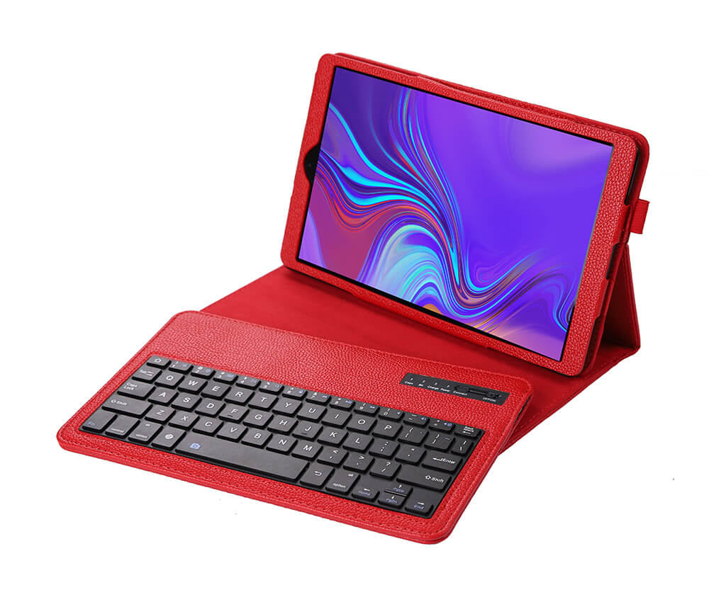 LITCHI LEATHER BLUETOOTH CASE + KEYBOARD for Galaxy Tab A 10.5#Colour_Red