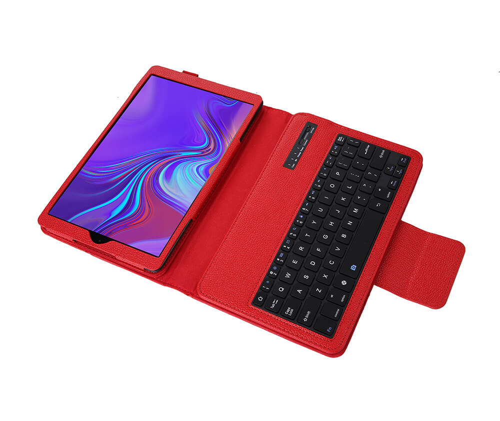 LITCHI LEATHER BLUETOOTH CASE + KEYBOARD for Galaxy Tab A 10.5#Colour_Red