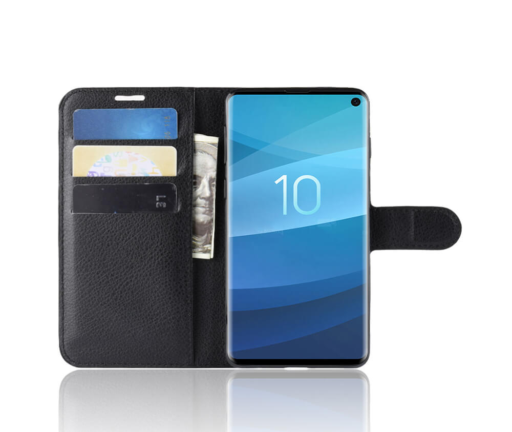 LITCHI LEATHER WALLET CASE for Galaxy Note 9#Colour_Black