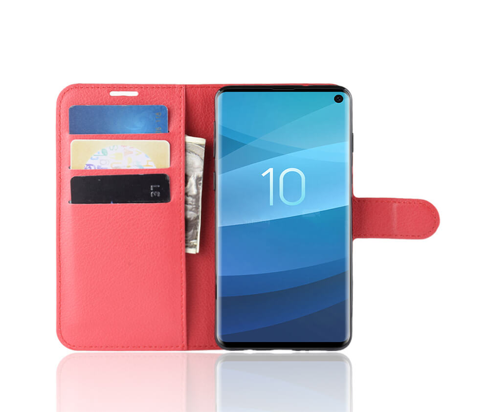 LITCHI LEATHER WALLET CASE for Galaxy Note 9#Colour_Red