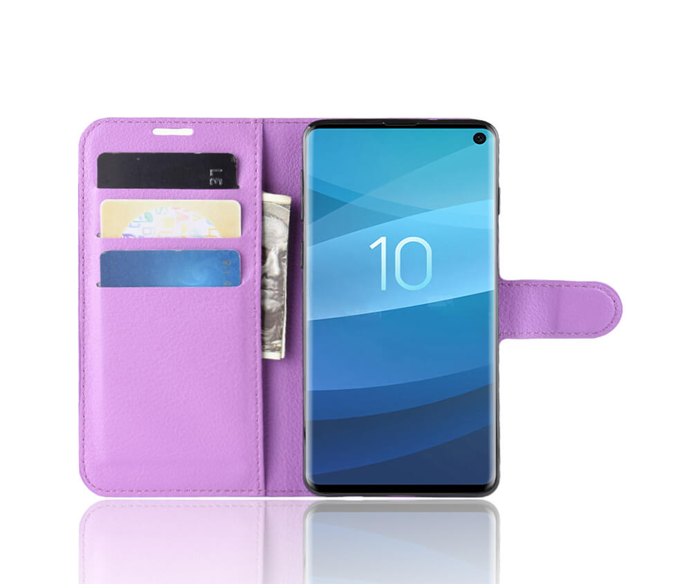 LITCHI LEATHER WALLET CASE for Galaxy Note 9#Colour_Purple