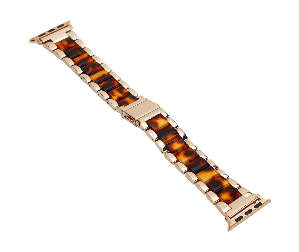 Fashion Linked Watch Band w/ Stainless Steel Clasp#Colour_Brown