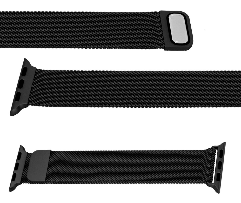 Stainless Steel Watch Band w/ Magnetic Close#Colour_Black