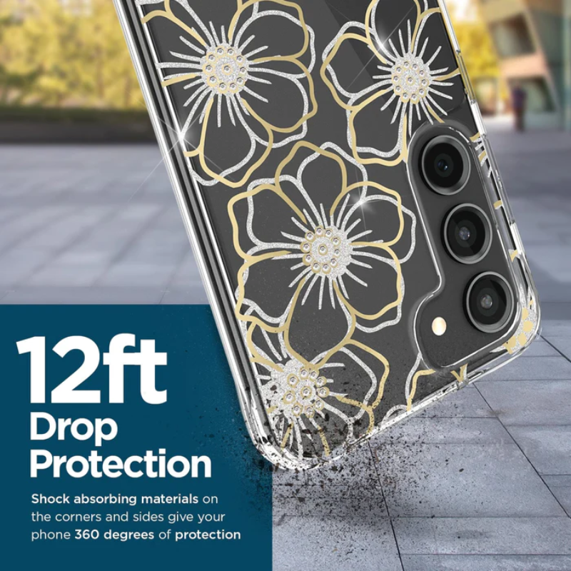 Protective Floral Gems Case w/ Antimicrobial