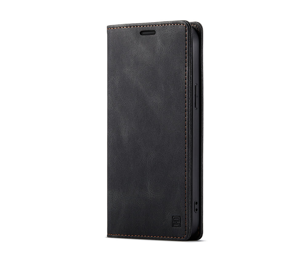 Protective Slim Vegan Leather Wallet Case#Colour_Black