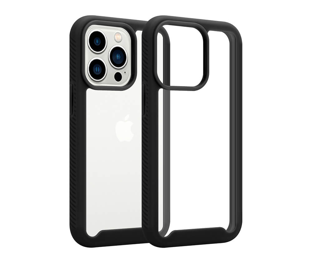 Double Layer Rugged Protection Grip Case w/ Clear Back#Colour_Black