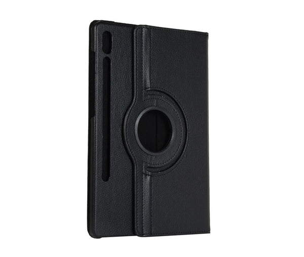 LITCHI LEATHER 360 ROTATIONAL CASE for Galaxy Tab S7+#Colour_Black