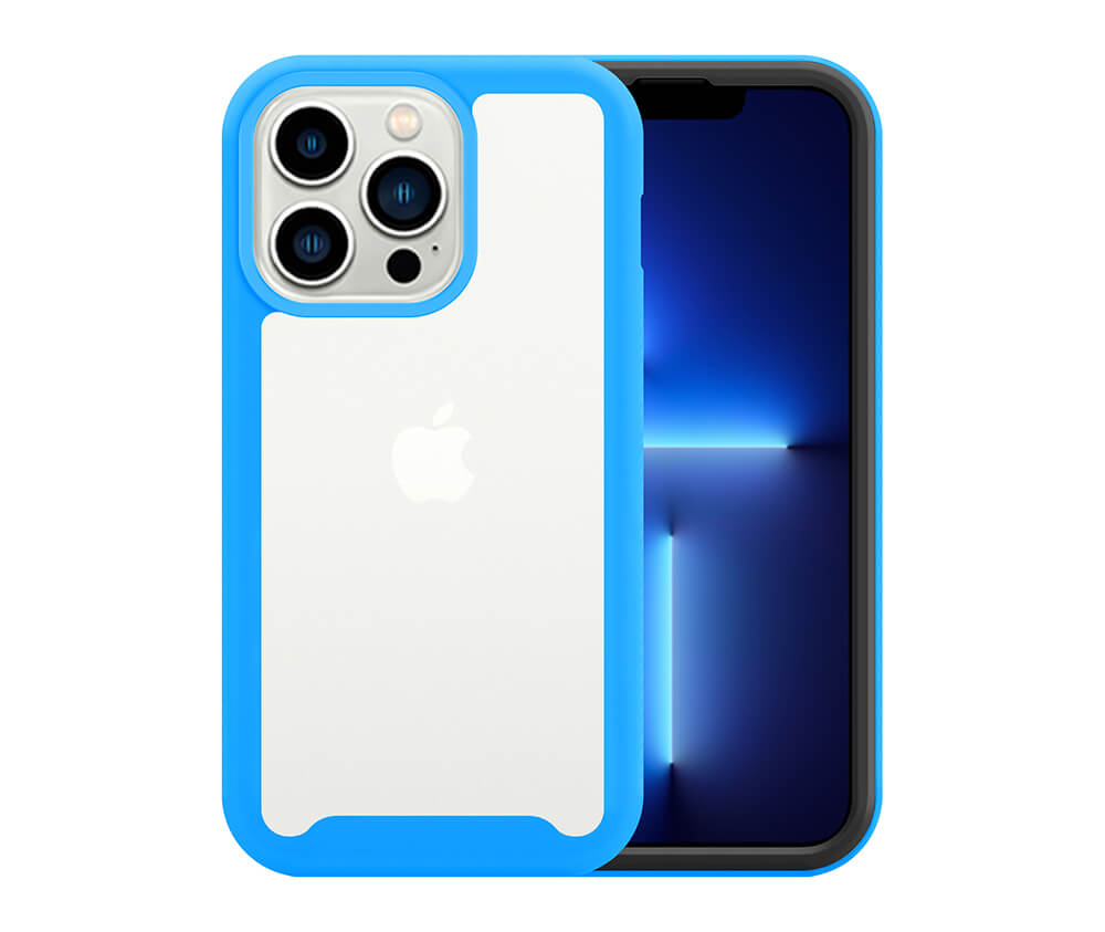 Double Layer Rugged Protection Grip Case w/ Clear Back#Colour_Light Blue