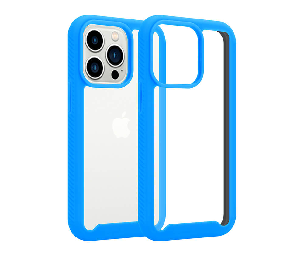 Double Layer Rugged Protection Grip Case w/ Clear Back#Colour_Light Blue