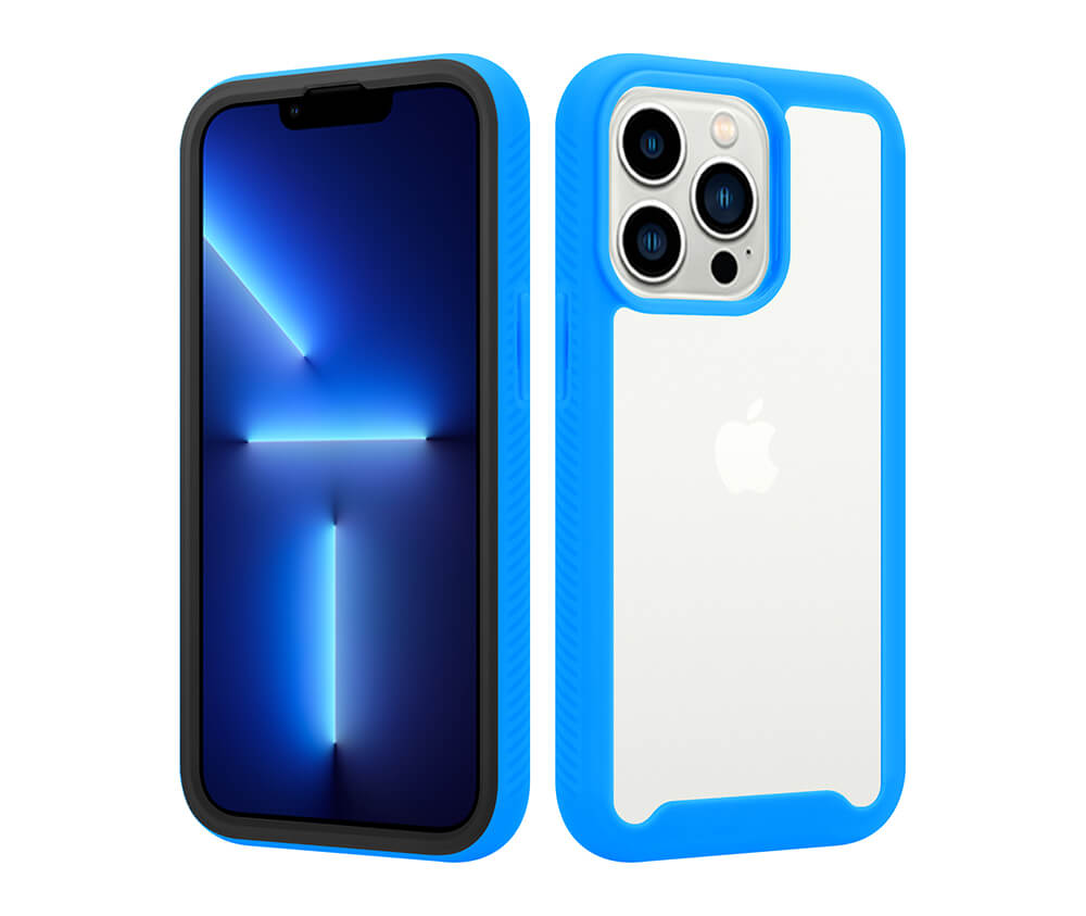 Double Layer Rugged Protection Grip Case w/ Clear Back#Colour_Light Blue