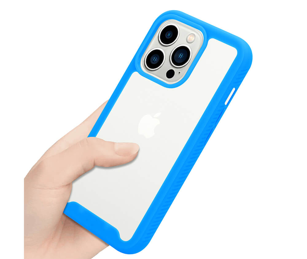 Double Layer Rugged Protection Grip Case w/ Clear Back#Colour_Light Blue