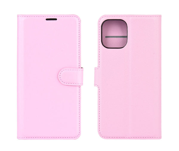 LITCHI LEATHER WALLET CASE for iPhone 12 Pro & 12 Max#Colour_Light Pink