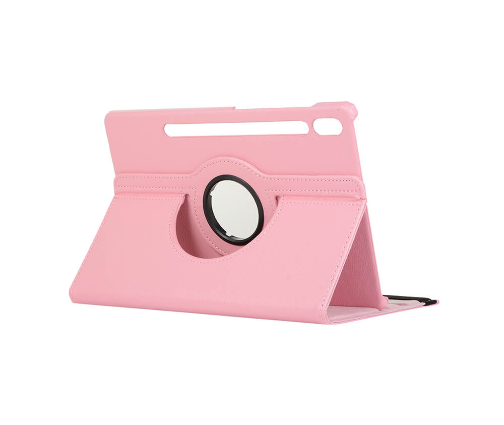 LITCHI LEATHER 360 ROTATIONAL CASE for Galaxy Tab S7#Colour_Light Pink