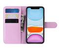LITCHI LEATHER WALLET CASE for iPhone 11#colour_Light Pink