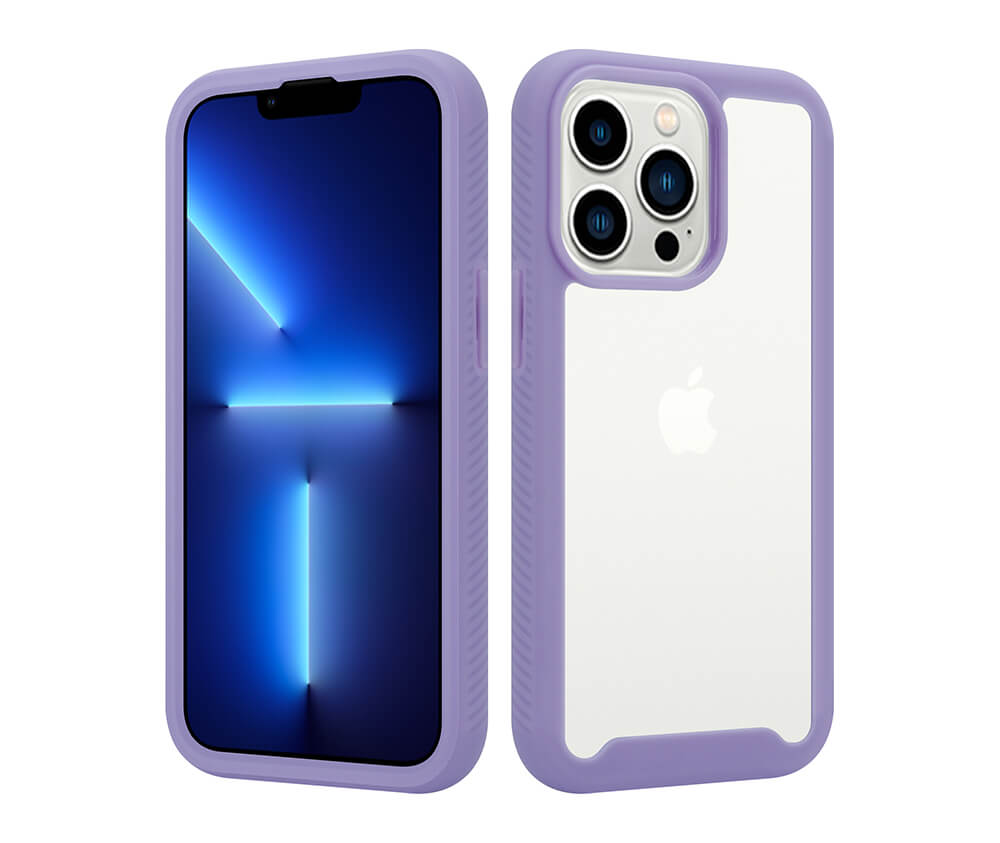 Double Layer Rugged Protection Grip Case w/ Clear Back#Colour_Purple