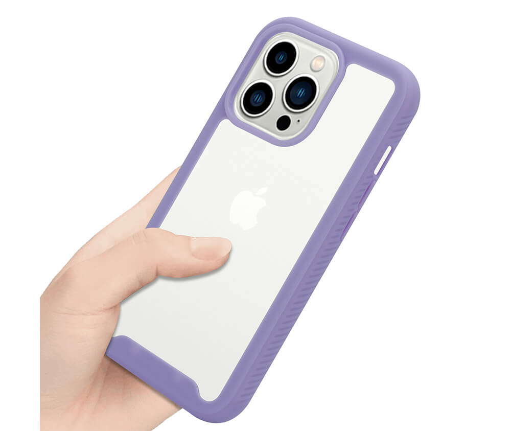 Double Layer Rugged Protection Grip Case w/ Clear Back#Colour_Purple