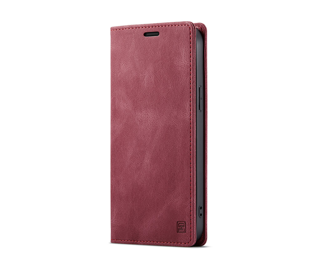 Protective Slim Vegan Leather Wallet Case#Colour_Red