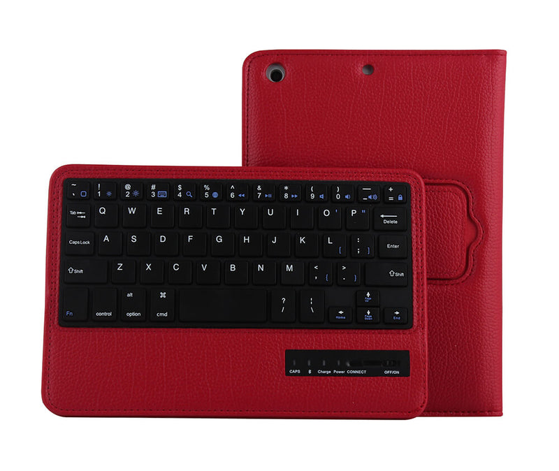 Protective Litchi Leather Bluetooth Case with Keyboard